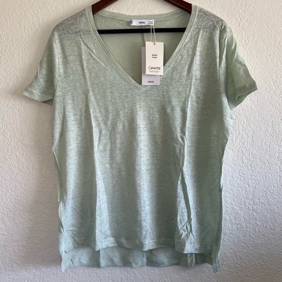 NWT MANGO 100% linen t-shirt Women’s size Large - Picture 2 of 6